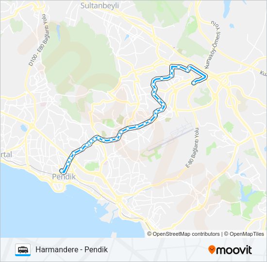 PENDIK - HARMANDERE Dolmus & Minibus Line Map