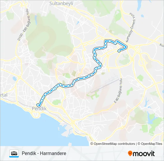 PENDIK - HARMANDERE minibüs / dolmuş Hattı Haritası