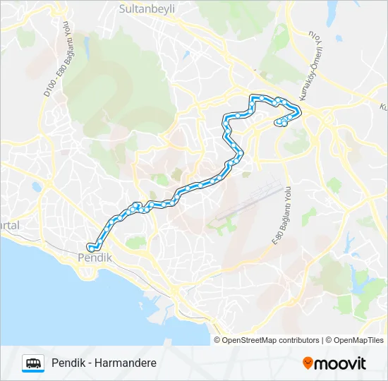 PENDIK - HARMANDERE Dolmus & Minibus Line Map