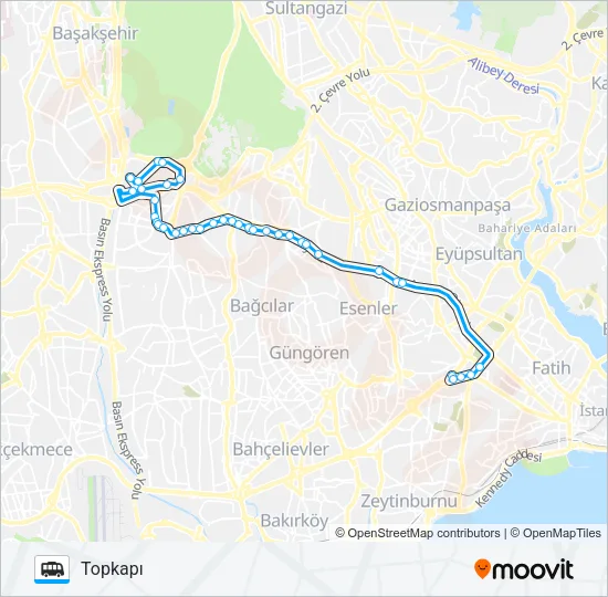İSTOÇ - OTOGAR - TOPKAP Dolmus & Minibus Line Map