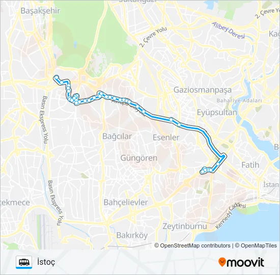 İSTOÇ - OTOGAR - TOPKAP Dolmus & Minibus Line Map