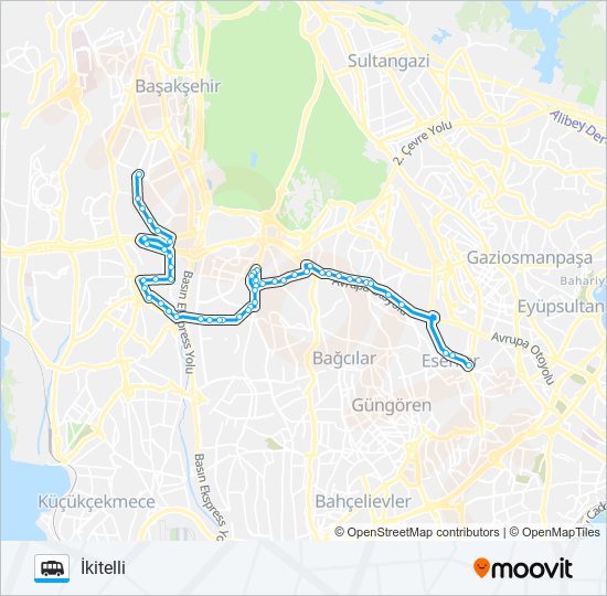 İKITELLI ORGANIZE - OTOGAR dolmus & minibus Line Map