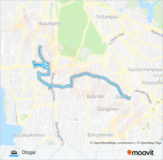 İKITELLI ORGANIZE - OTOGAR Dolmus & Minibus Line Map