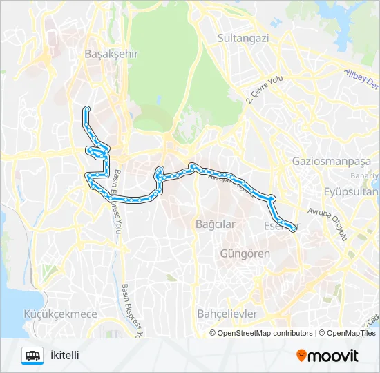 İKITELLI ORGANIZE - OTOGAR Dolmus & Minibus Line Map
