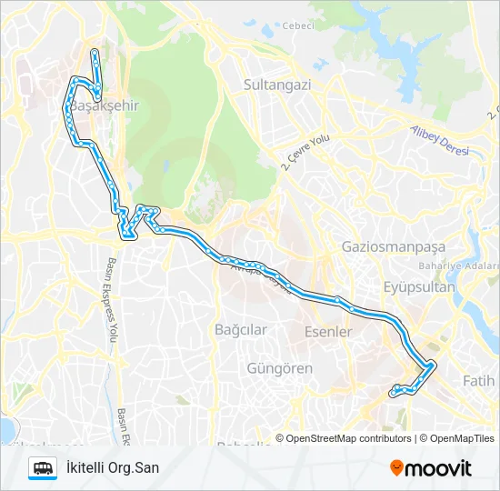 İKITELLI ORG.SAN.-MEHMET AKIF MAH.GÖZTEPE MAH.-TOPKAPI Dolmus & Minibus Line Map