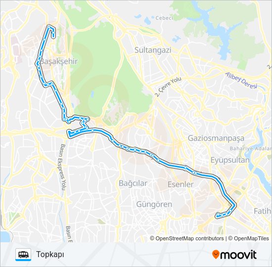 İKITELLI ORG.SAN.-MEHMET AKIF MAH.GÖZTEPE MAH.-TOPKAPI Dolmus & Minibus Line Map