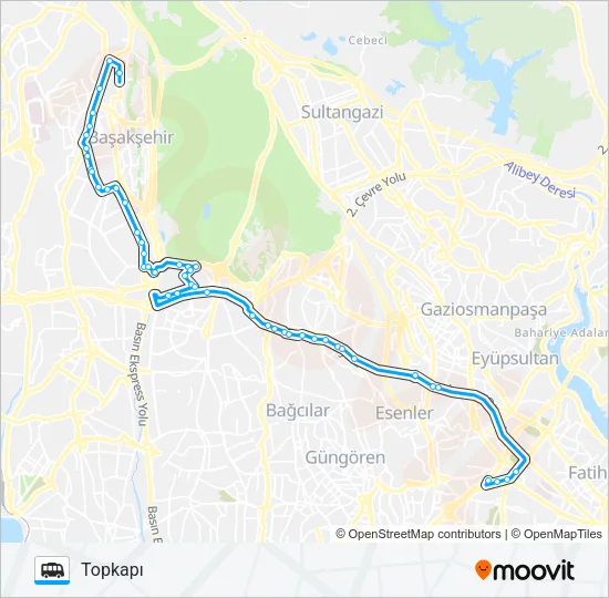 İKITELLI ORG.SAN.-MEHMET AKIF MAH.GÖZTEPE MAH.-TOPKAPI Dolmus & Minibus Line Map