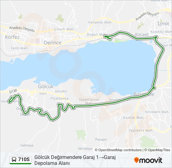 710S otobüs Hattı Haritası