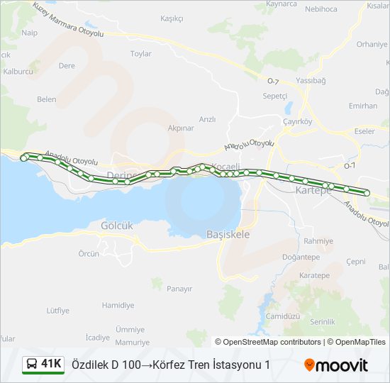 41K otobüs Hattı Haritası