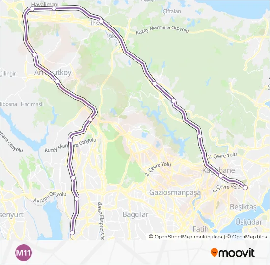 M11✈ Metro Line Map