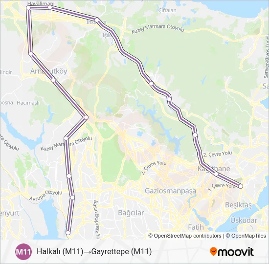 M11✈ Metro Line Map