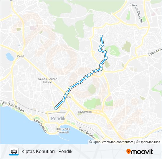 PENDIK - KIPTAŞ KONUTLARI minibüs / dolmuş Hattı Haritası