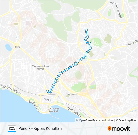 PENDIK - KIPTAŞ KONUTLARI Dolmus & Minibus Line Map