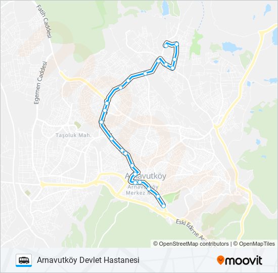 İMRAHOR- ARNAVUTKÖY DEVLET HASTANESI dolmus & minibus Line Map