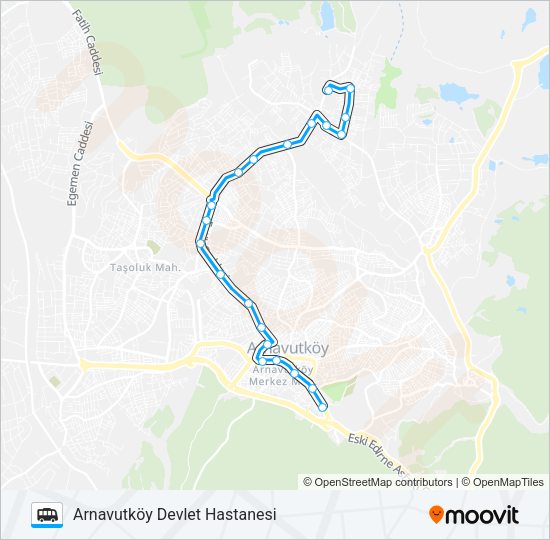 İMRAHOR- ARNAVUTKÖY DEVLET HASTANESI minibüs / dolmuş Hattı Haritası