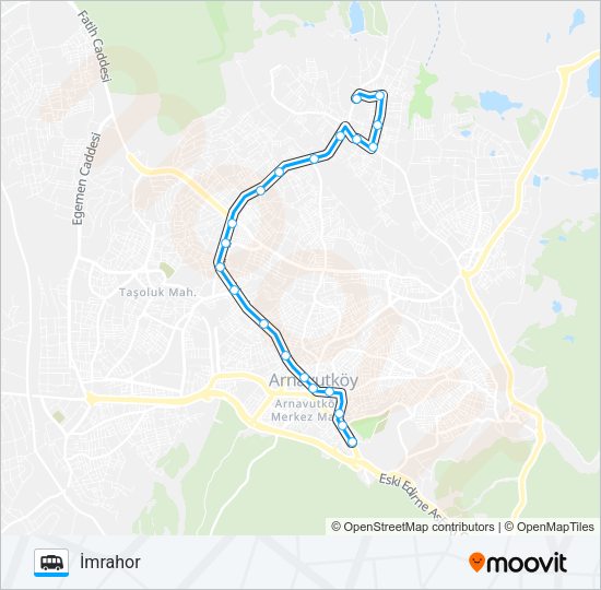 İMRAHOR- ARNAVUTKÖY DEVLET HASTANESI minibüs / dolmuş Hattı Haritası