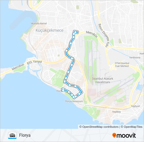 BEŞYOL-FLORYA minibüs / dolmuş Hattı Haritası