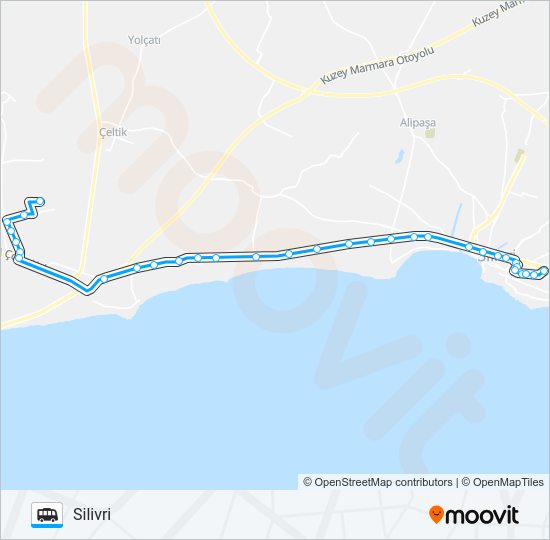 SILIVRI-ÇANTA minibüs / dolmuş Hattı Haritası