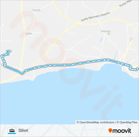 SILIVRI-ÇANTA Dolmus & Minibus Line Map