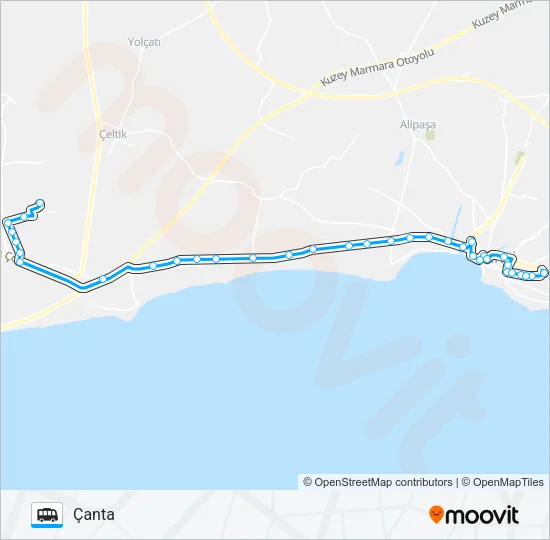 SILIVRI-ÇANTA Dolmus & Minibus Line Map