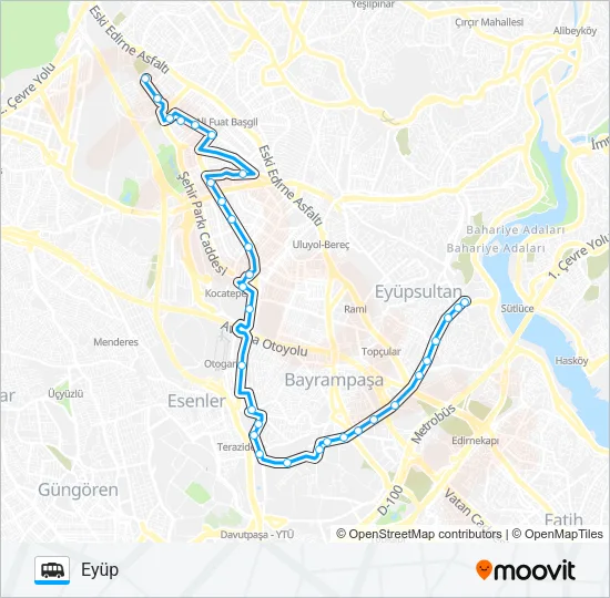 CEVATPAŞA-EYÜP Dolmus & Minibus Line Map