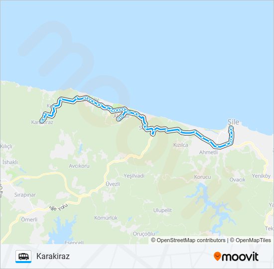 ŞILE-KARAKIRAZ minibüs / dolmuş Hattı Haritası