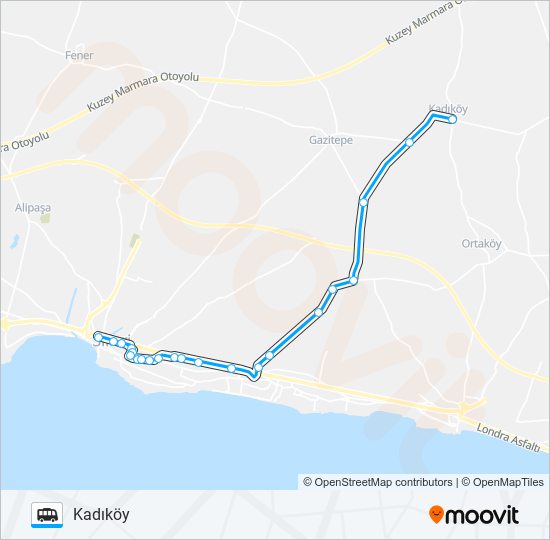 SILIVRI-KADIKÖY minibüs / dolmuş Hattı Haritası