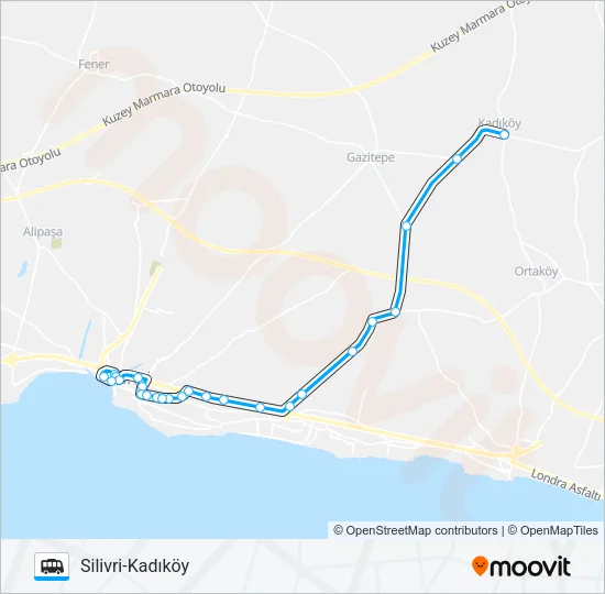 SILIVRI-KADIKÖY Dolmus & Minibus Line Map