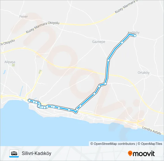 SILIVRI-KADIKÖY Dolmus & Minibus Line Map
