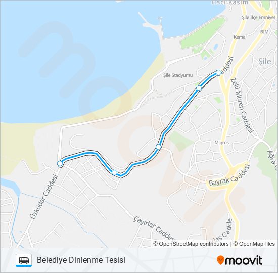 ŞİLE MERKEZ RİNG dolmus & minibus Line Map
