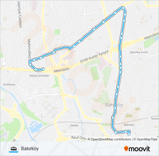BAKIRKÖY-ŞIRINEVLER minibüs / dolmuş Hattı Haritası
