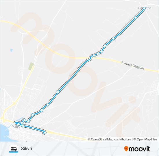SILIVRI-GAZITEPE MH minibüs / dolmuş Hattı Haritası