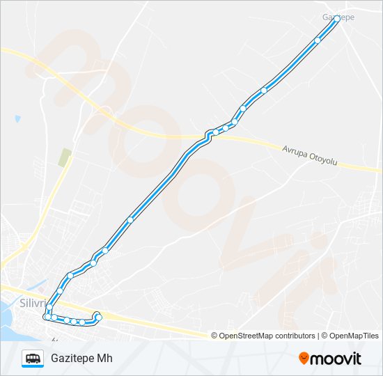 SILIVRI-GAZITEPE MH minibüs / dolmuş Hattı Haritası