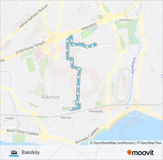 BAKIRKÖY-ADLIYE-METRO minibüs / dolmuş Hattı Haritası