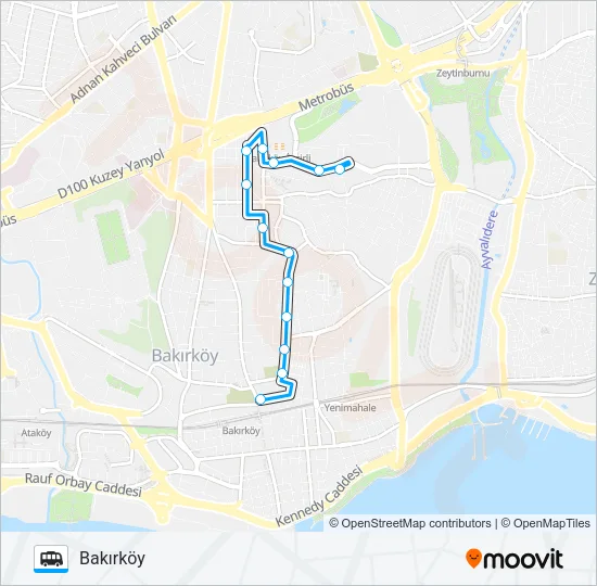 BAKIRKÖY-ADLIYE-METRO Dolmus & Minibus Line Map