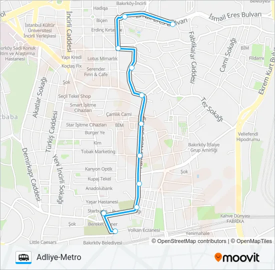 BAKIRKÖY-ADLIYE-METRO Dolmus & Minibus Line Map