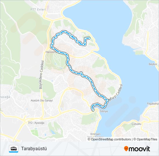 TARABYAÜSTÜ – İSTINYE minibüs / dolmuş Hattı Haritası