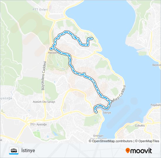 TARABYAÜSTÜ – İSTINYE minibüs / dolmuş Hattı Haritası