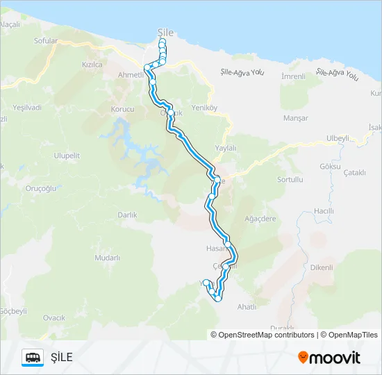 ŞİLE - DEĞİRMENÇAYIRI Dolmus & Minibus Line Map