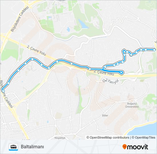 BALTALIMANI – 4.LEVENT minibüs / dolmuş Hattı Haritası
