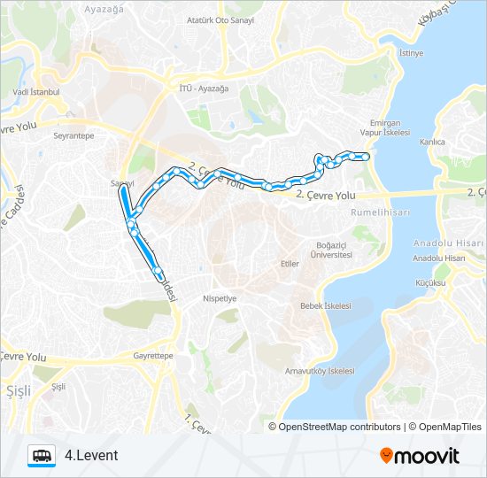 BALTALIMANI – 4.LEVENT minibüs / dolmuş Hattı Haritası