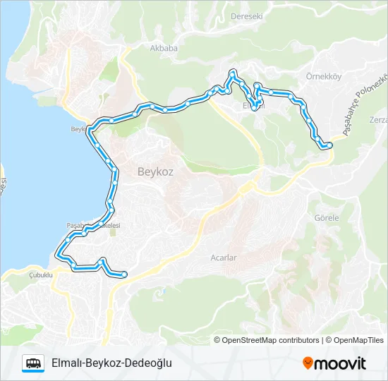 ELMALI-BEYKOZ-DEDEOĞLU Dolmus & Minibus Line Map