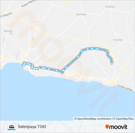 SELIMPAŞA TOKİ-SILIVRI dolmus & minibus Line Map
