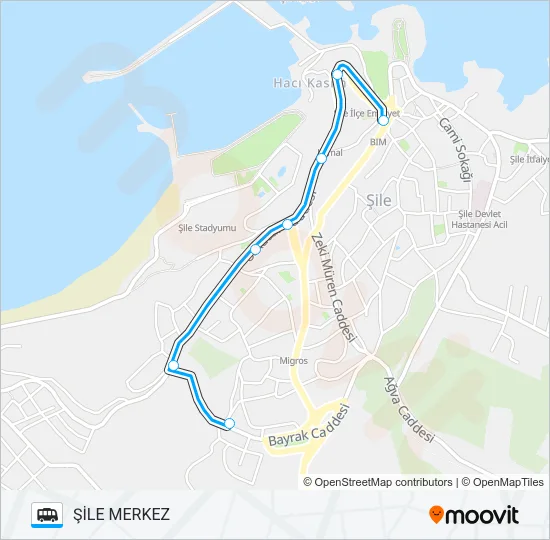 ŞİLE MERKEZ RİNG - PLAJ Dolmus & Minibus Line Map