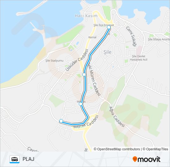 ŞİLE MERKEZ RİNG - PLAJ minibüs / dolmuş Hattı Haritası