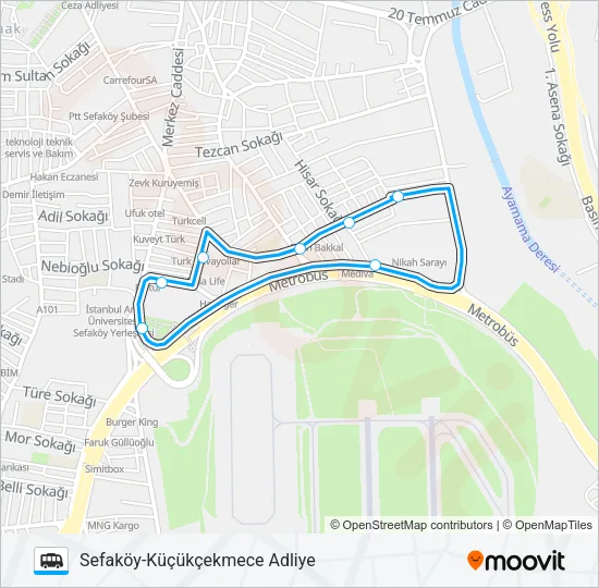 SEFAKÖY-KÜÇÜKÇEKMECE ADLIYE Dolmus & Minibus Line Map