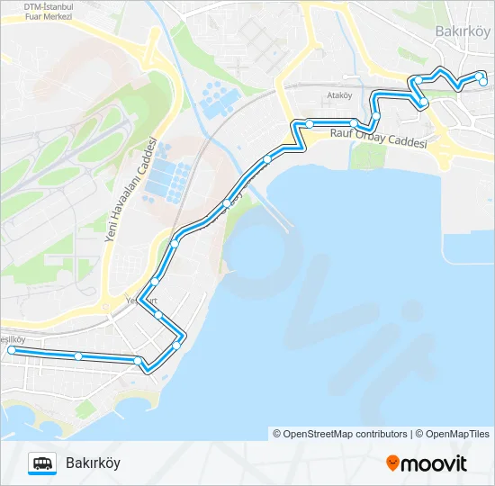 BAKIRKÖY-YEŞILYURT -YEŞILKÖY Dolmus & Minibus Line Map