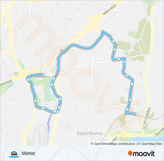 MERTER- KAZLIÇEŞME- MARMARAY Dolmus & Minibus Line Map