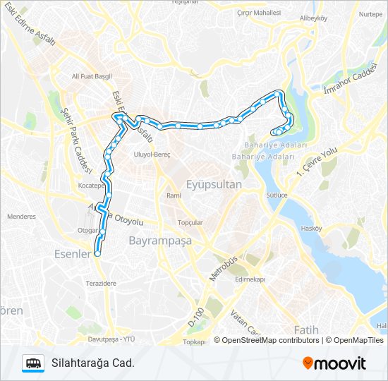 SILAHTARAĞA CAD.-GOP-OTOGAR 2 minibüs / dolmuş Hattı Haritası