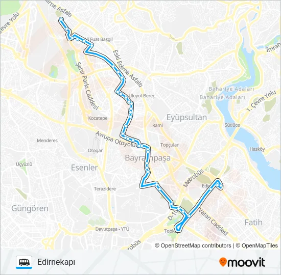 CEVATPAŞA-BAYRAMPAŞA-EDIRNEKAPI Dolmus & Minibus Line Map